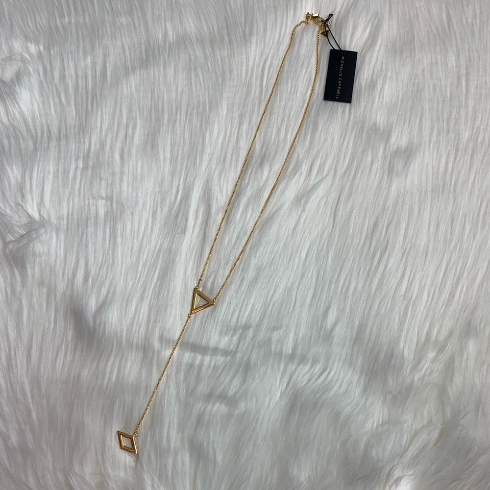 Michelle Campbell Gold Triangle Lariat Necklace